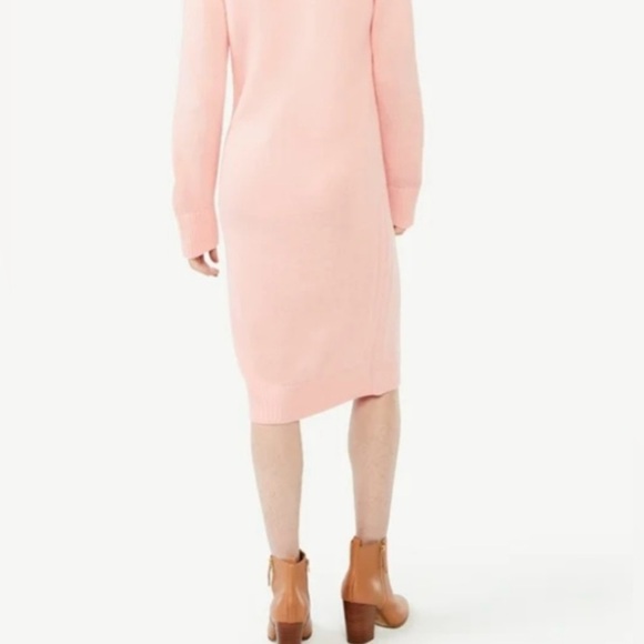 Free Assembly|Bubblegum pink sweater knit midi dress,half zip•Cotton,wool blend• - Picture 4 of 13